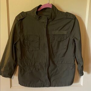 Old Navy Greenish/Dark Gray 3/4 Sleeves Utility Jacket